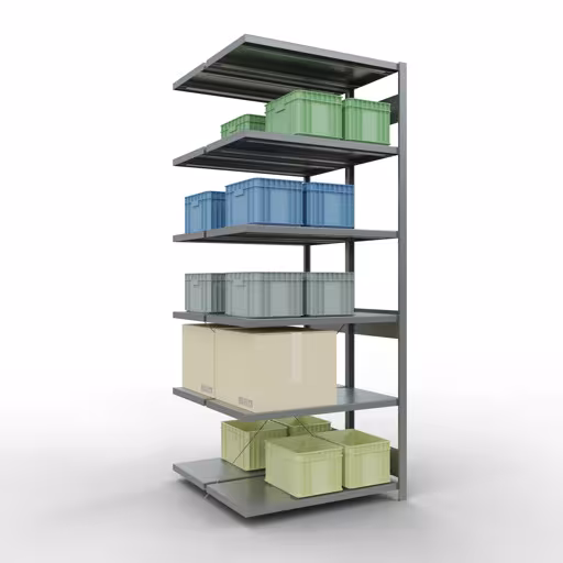 Rayonnage supplémentaire, rayonnage double, système d'étagères MULTIplus250, 2500 x 1000 x (2x500) mm, 2x6 rayons, traverse, galvanisé de Schulte Lagertechnik avec le numéro d'article. 14256-A