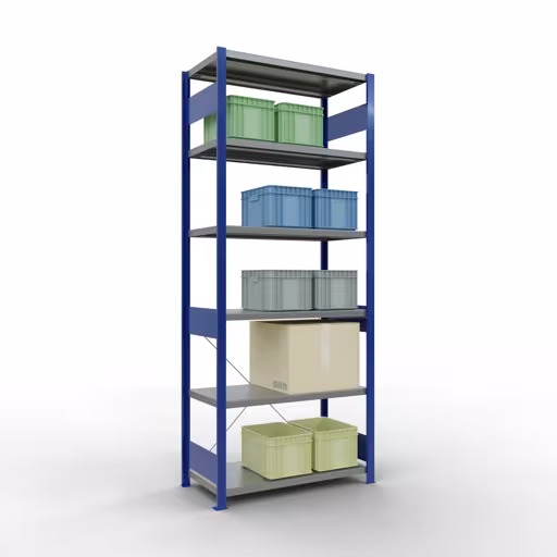 Étagère de base, étagère, système enfichable MULTIplus330, 2500 x 1000 x 500 mm, 6 étagères, RAL 5010 bleu gentiane/galvanisé de la marque Schulte Lagertechnik de la gamme de produits système enfichable