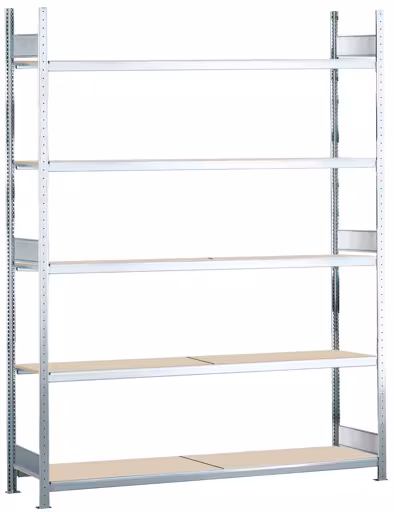 Un'altra vista dell'articolo scaffale base, scaffale a campata larga WS 2000 con truciolare, 3000 x 2000 x 600 mm (AxLxP), zincato, 5 livelli, carico scomparto 400 kg, carico per campata 2.000 kg della categoria scaffalature a campata larga