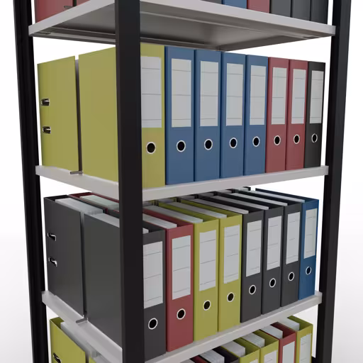 Étagère de base, étagère de bureau, système enfichable MULTIplus150, 1800 x 750 x 600 mm, 5 étagères, avec butée centrale, noir/gris clair de la marque Schulte Lagertechnik de la gamme d'étagères de bureau
