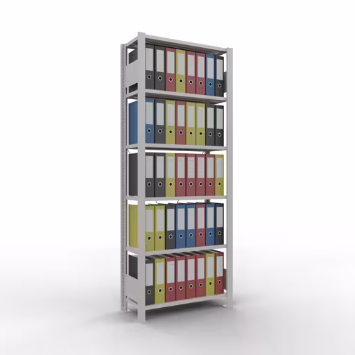 Produktbild Nr 13 des Artikels Grundregal, Büro-Fachbodenregal Stecksystem MULTIplus85, 2000 x 750 x 300 mm (HxBxT), 6 Fachböden, Kreuzstrebe, ohne Anschlagleiste, lichtgrau Abbildung Nr 13 des Artikels Grundregal, Büro-Fachbodenregal Stecksystem MULTIplus85, 2000 x 750 x 300 mm (HxBxT), 6 Fachböden, Kreuzstrebe, ohne Anschlagleiste, lichtgrau aus der Produktgruppe Büroregale von der Marke Schulte Lagertechnik