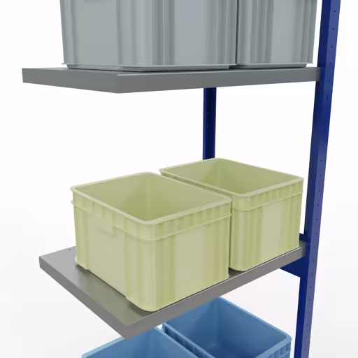 Scaffali componibili, scaffali, sistema a innesto MULTIplus250, 3000 x 750 x 500 mm (AxLxP), 7 ripiani, barre longitudinali, RAL 5010 blu genziana/zincato/zincato della marca Schulte Lagertechnik della gamma sistemi a innesto