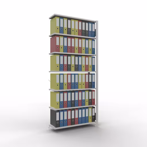 Scaffale aggiuntivo, scaffale per ufficio, sistema a innesto MULTIplus85, 2300 x 1000 x 300 mm (AxLxP), 7 ripiani, traversa, senza barra di arresto, grigio chiaro di Schulte Lagertechnik con l'articolo n. 36034