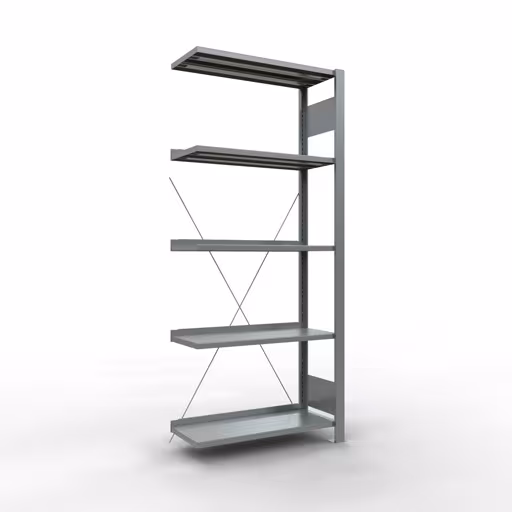Figure n° 17 de l'article étagère complémentaire, étagère de bureau, système enfichable MULTIplus85, 1800 x 750 x 300 mm, 5 étagères, galvanisées, avec barre d'arrêt du groupe de produits étagères de bureau de la marque Schulte Lagertechnik