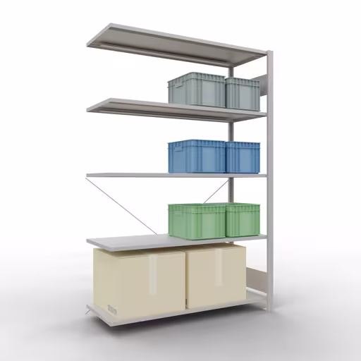 Tablette supplémentaire système enfichable 2000x1300x500 mm, type 150 kg, gris clair avec GTIN 4004514293077 Système enfichable 2000x1300x500 mm, type 150 kg, gris clair de Schulte Lagertechnik avec réf. 32655-130