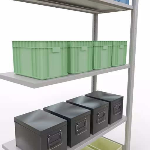 Rayonnage complémentaire, étagère, système enfichable MULTIplus150, 2000 x 1000 x 400 mm (HxLxP), 5 étagères, barres de longueur, RAL 7035 gris clair de la catégorie des étagères complémentaires avec le GTIN 4004514292889 Étagère supplémentaire, étagère, système enfichable MULTIplus150, 2000 x 1000 x 400 mm, 5 étagères, gris clair RAL 7035 de la marque Schulte Lagertechnik de la gamme de produits du système enfichable