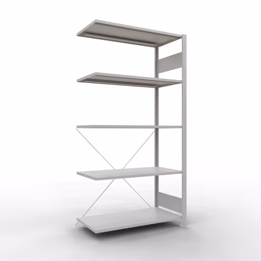Étagère supplémentaire, étagère, système enfichable MULTIplus150, 2000 x 1000 x 500 mm (HxLxP), 5 étagères, traverse, RAL 7035 gris clair, étagère supplémentaire, réf. 32655