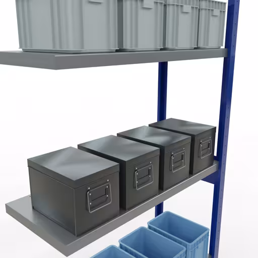 Produktbild Nr 13 des Artikels Anbauregal, Fachbodenregal Stecksystem MULTIplus250, 3000 x 1000 x 400 mm (HxBxT), 7 Fachböden, Längenriegel, RAL 5010 enzianblau/verzinkt Abbildung Nr 13 des Artikels Anbauregal, Fachbodenregal Stecksystem MULTIplus250, 3000 x 1000 x 400 mm (HxBxT), 7 Fachböden, Längenriegel, RAL 5010 enzianblau/verzinkt aus der Produktgruppe Stecksystem von der Marke Schulte Lagertechnik