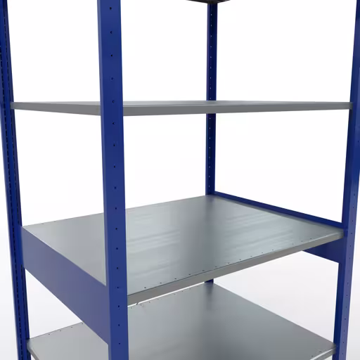 Scaffale base, scaffale, sistema a innesto MULTIplus150, 2500 x 1000 x 800 mm (AxLxP), 6 ripiani, traversa, RAL 5010/zincato della categoria scaffale base con GTIN 4004514279262 Scaffale base, scaffale, sistema a innesto MULTIplus150, 2500 x 1000 x 800 mm (AxLxP), 6 ripiani, traversa, RAL 5010/zincato della marca Schulte Lagertechnik della gamma sistemi a innesto