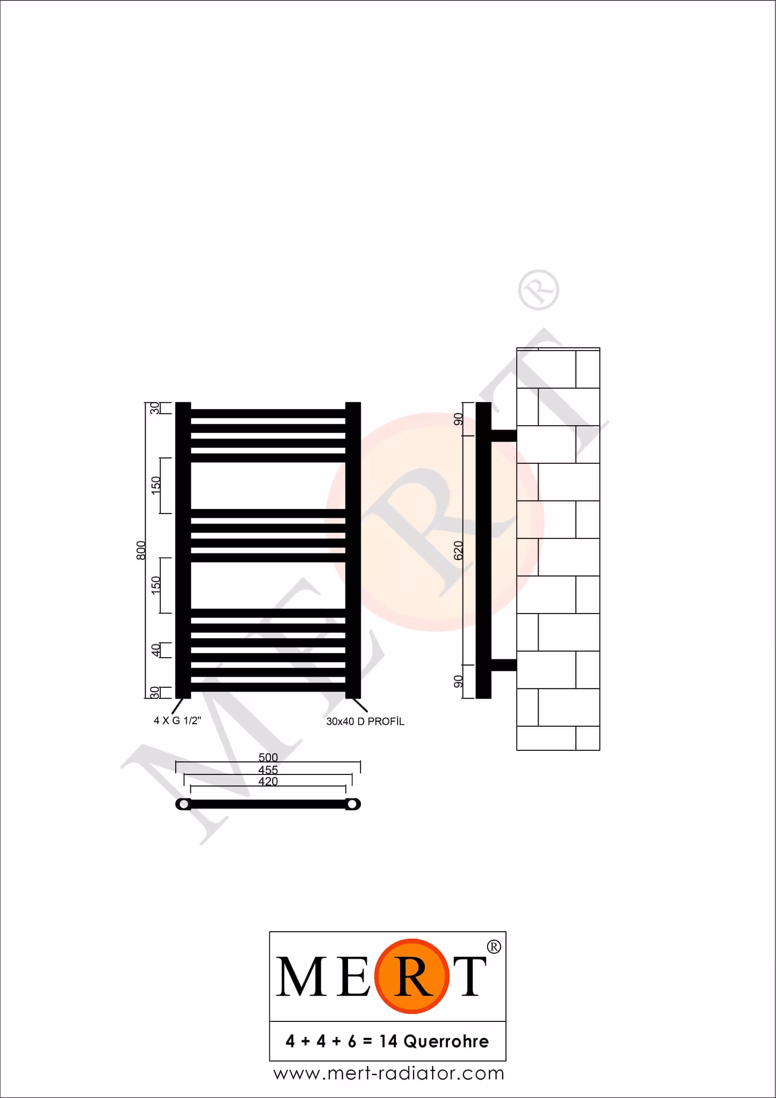 Radiatore da bagno sostitutivo MERT bianco dritto, attacco standard destro/sinistro (NO attacco centrale) dimensioni versione: 500x1200 mm con GTIN 4260289850055 Radiatore da bagno di ricambio MERT bianco dritto, 500*800 mm, attacco standard destra/sinistra (NO attacco centrale) di MERT con articolo n. 1-50x080-S