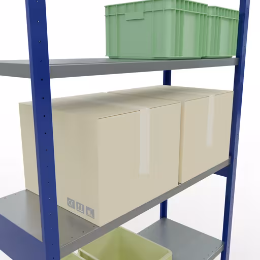 Étagère de base, étagère, système enfichable MULTIplus250, 3000 x 1300 x 500 mm, 7 étagères, RAL 5010 bleu gentiane/galvanisé de Schulte Lagertechnik de la catégorie système enfichable