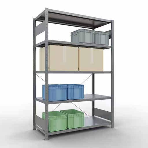 Produktbild Nr 12 des Artikels Stecksystem Grundregal 2000x1300x600 mm, Typ 250 kg, verzinkt Abbildung Nr 12 des Artikels Stecksystem Grundregal 2000x1300x600 mm, Typ 250 kg, verzinkt aus der Produktgruppe Stecksystem von der Marke Schulte Lagertechnik