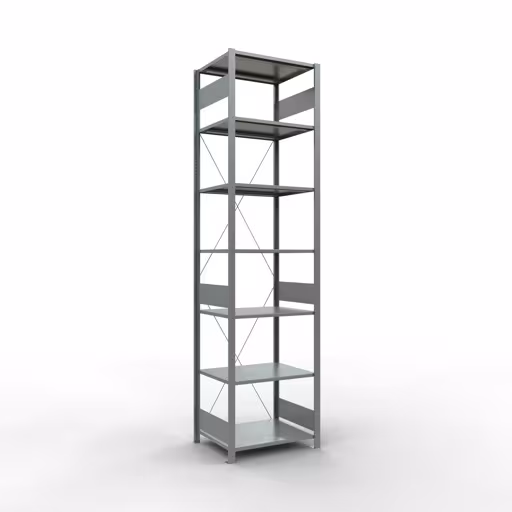 Scaffale base, scaffale, sistema a innesto MULTIplus150, 3000 x 750 x 600 mm (AxLxP), 7 ripiani, traversa, zincato di Schulte Lagertechnik della categoria Sistema a innesto
