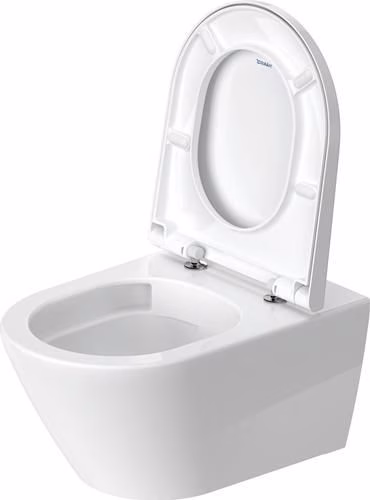 Set per WC sospeso Duravit 540 mm D-Neo White, vaso con sciacquone senza bordo, sedile del WC con chiusura ammortizzata, incluso Durafix