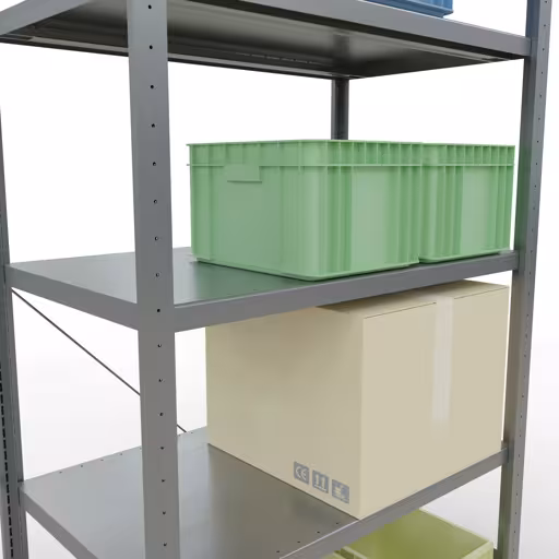 Scaffale base, scaffale, sistema a innesto MULTIplus250, 2000 x 1000 x 600 mm (AxLxP), 5 ripiani, traversa, zincato di Schulte Lagertechnik con l'articolo n. 12960