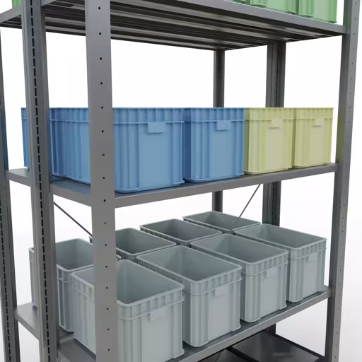 Figure n° 13 de l'article étagère de base, étagère double, étagère, système enfichable MULTIplus150, 2000 x 1000 x (2x300) mm, 2x5 étagères, galvanisées du groupe de produits étagères de la marque Schulte Lagertechnik