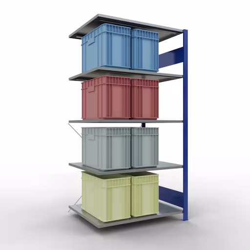 Rayonnage supplémentaire, étagère, système enfichable MULTIplus150, 2000 x 1000 x 800 mm (HxLxP), 5 étagères, traverse, RAL 5010/galvanisé avec numéro d'article. 12585-B Rayonnage supplémentaire, étagère, système enfichable MULTIplus150, 2000 x 1000 x 800 mm, 5 étagères, traverse, RAL 5010/galvanisé de Schulte Lagertechnik de la catégorie système enfichable