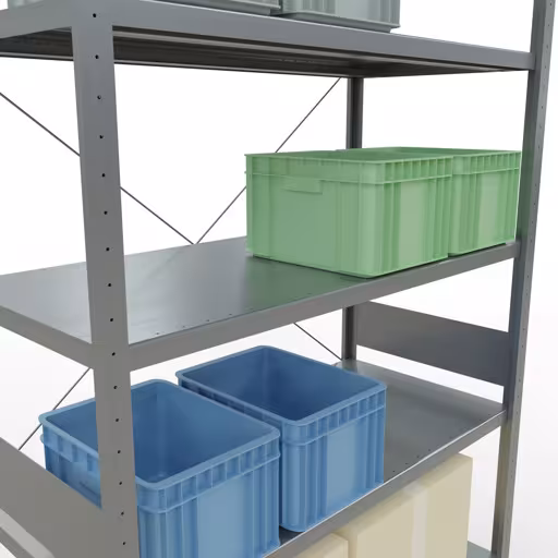 Image du produit n° 14 de l'article étagère de base du système enfichable 3000x1300x600 mm, type 250 kg, galvanisée Figure n° 14 de l'article étagère de base du système enfichable 3000x1300x600 mm, type 250 kg, galvanisée du groupe de produits du système enfichable de la marque Schulte Lagertechnik