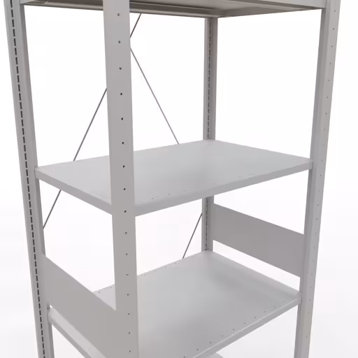 Étagère de base, étagère à étagères, système enfichable MULTIplus150, 3000 x 750 x 500 mm, 7 étagères, traverse, gris clair RAL 7035 de Schulte Lagertechnik avec le numéro d'article. 32652-75