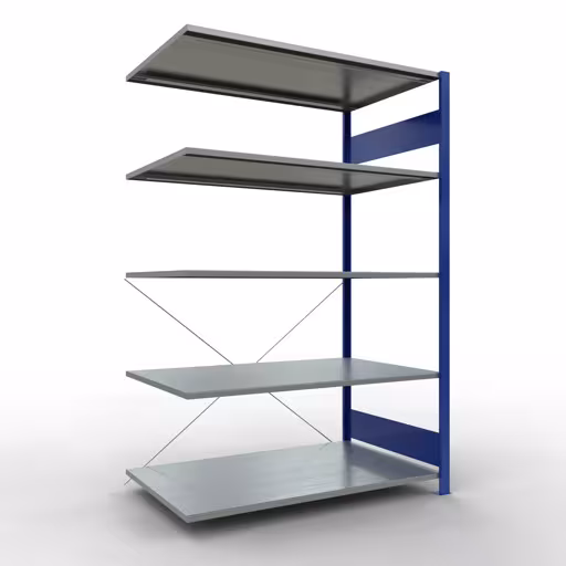 Image du produit n° 13 de l'article étagère complémentaire, étagère, système enfichable MULTIplus150, 2000 x 1300 x 800 mm, 5 étagères, RAL 5010 bleu gentiane/galvanisé de la gamme de produits du système enfichable de Schulte Lagertechnik