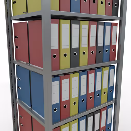 Produktbild Nr 13 des Artikels Grundregal, Büro-Fachbodenregal Stecksystem MULTIplus150, 2300 x 750 x 600 mm (HxBxT), 7 Fachböden, Längenriegel, verzinkt, mit Mittelanschlag Abbildung Nr 13 des Artikels Grundregal, Büro-Fachbodenregal Stecksystem MULTIplus150, 2300 x 750 x 600 mm (HxBxT), 7 Fachböden, Längenriegel, verzinkt, mit Mittelanschlag aus der Produktgruppe Büroregale von der Marke Schulte Lagertechnik