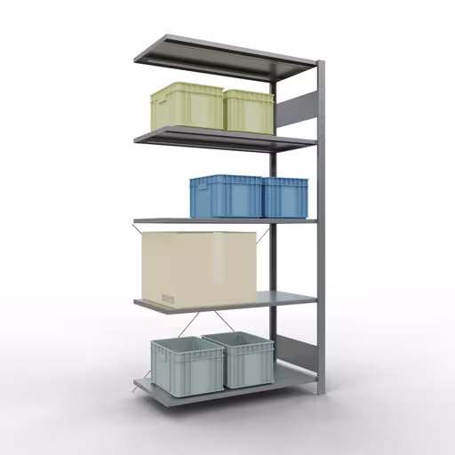 Scaffali componibili, scaffali, sistema a innesto MULTIplus85, 2000 x 1000 x 500 mm (AxLxP), 5 ripiani, traversa, zincato della marca Schulte Lagertechnik della gamma dei sistemi a innesto