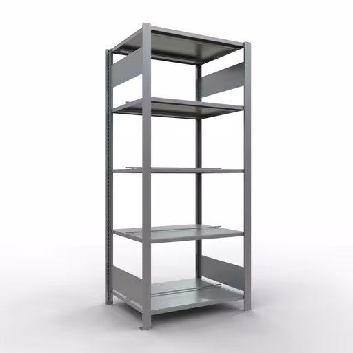 Figure n° 9 de l'article Étagère de base, étagère de bureau système enfichable MULTIplus150, 1800 x 750 x 600 mm (HxLxP), 5 étagères, galvanisées, avec butée centrale de la gamme d'étagères de bureau de Schulte Lagertechnik