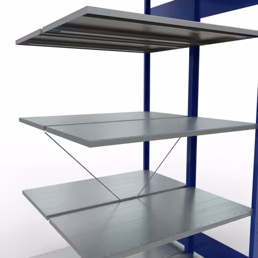 Rayonnage supplémentaire, rayonnage double, système d'étagères MULTIplus150, 2000 x 1000 x (2x500) mm (HxLxP), 2x5 tablettes, traverse, RAL 5010 bleu gentiane avec le GTIN 4004514293800 Étagère supplémentaire, étagère double, étagère, système enfichable MULTIplus150, 2000 x 1000 x (2x500) mm, 2x5 étagères, RAL 5010 bleu gentiane de Schulte Lagertechnik avec le réf. 32755-B