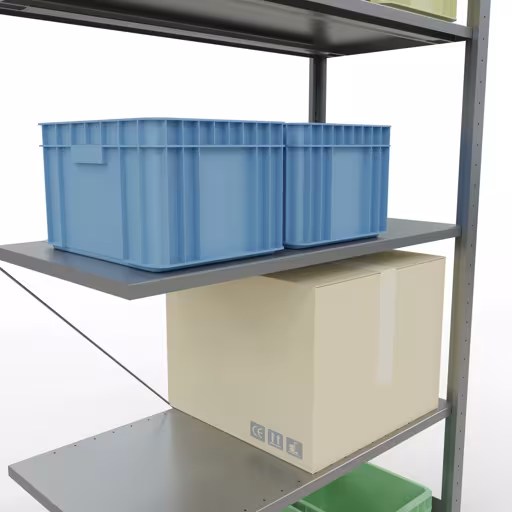 Produktbild Nr 15 des Artikels Anbauregal, Fachbodenregal Stecksystem MULTIplus150, 2000 x 1000 x 500 mm (HxBxT), 5 Fachböden, Kreuzstrebe, verzinkt Abbildung Nr 15 des Artikels Anbauregal, Fachbodenregal Stecksystem MULTIplus150, 2000 x 1000 x 500 mm (HxBxT), 5 Fachböden, Kreuzstrebe, verzinkt aus der Produktgruppe Stecksystem von der Marke Schulte Lagertechnik