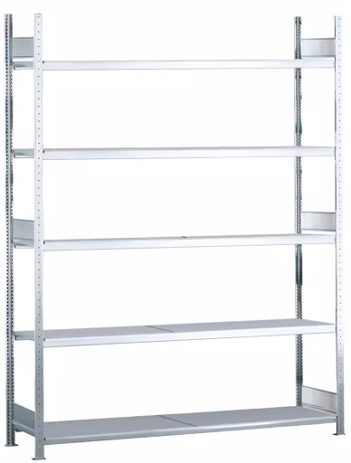 Scaffale base, scaffale a campata larga WS 2000 con ripiani in acciaio, 3000 x 2000 x 500 mm (AxLxP), zincato, 5 livelli, portata per campata 2.000 kg della marca Schulte Lagertechnik dal programma di scaffali a campata larga