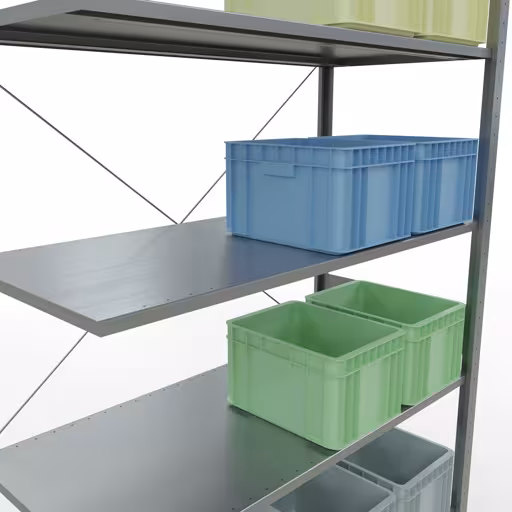 Un'altra vista dell'articolo Sistema a innesto ripiano aggiuntivo 3000x1300x600 mm, tipo 150 kg, zincato della categoria Sistema a innesto