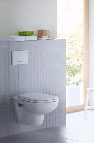 Ensemble de WC suspendu Duravit D-Code, rimless, chasse d'eau basse, blanc, siège WC avec abaissement automatique inclus