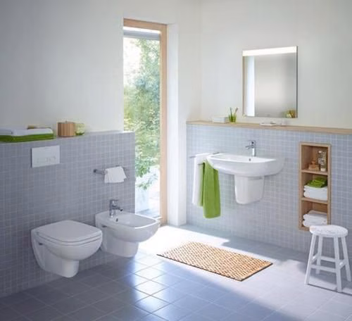 Detailbild 4043039 Ensemble de WC suspendu Duravit D-Code, rimless, chasse d'eau basse, blanc, siège WC avec abaissement automatique inclus