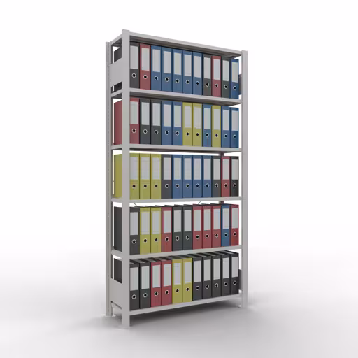 Produktbild Nr 14 des Artikels Grundregal, Büro-Fachbodenregal Stecksystem MULTIplus85, 2000 x 1000 x 300 mm (HxBxT), 6 Fachböden, Kreuzstrebe, mit Anschlagleiste, lichtgrau Abbildung Nr 14 des Artikels Grundregal, Büro-Fachbodenregal Stecksystem MULTIplus85, 2000 x 1000 x 300 mm (HxBxT), 6 Fachböden, Kreuzstrebe, mit Anschlagleiste, lichtgrau aus der Produktgruppe Büroregale von der Marke Schulte Lagertechnik