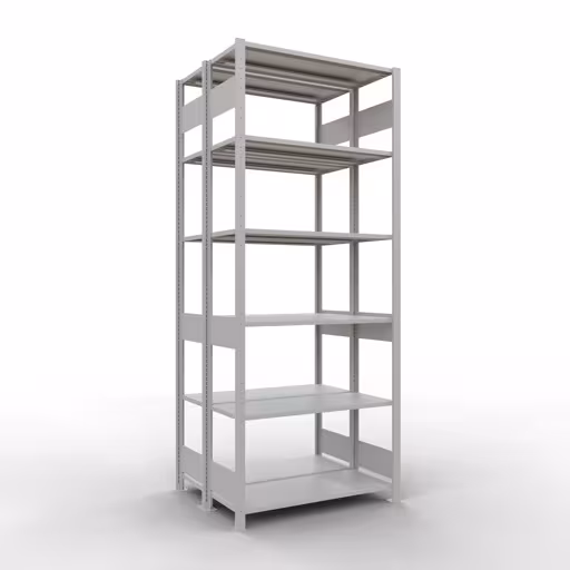 Scaffale base, scaffale doppio, sistema a innesto per scaffale MULTIplus150, 2500 x 1000 x (2x400) mm (AxLxP), 2x6 ripiani, barre longitudinali, RAL 7035 grigio chiaro di Schulte Lagertechnik con l'articolo n. 33141