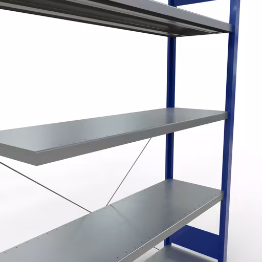 Figure n° 14 de l'article étagère complémentaire, étagère à étagères, système enfichable MULTIplus250, 2000 x 1300 x 400 mm, 5 étagères, RAL 5010 bleu gentiane/galvanisé du groupe de produits système enfichable de Schulte Lagertechnik