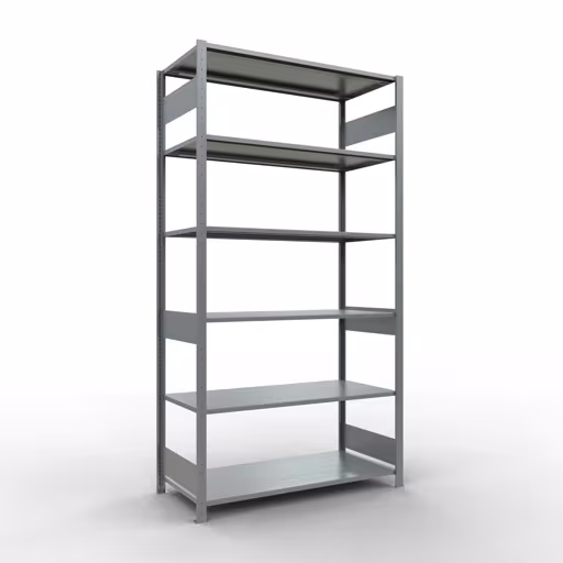 Représentation supplémentaire de l'article étagère de base, étagère à étagères, système enfichable MULTIplus150, 2500 x 1300 x 600 mm, 6 étagères, galvanisé à partir de l'étagère de base