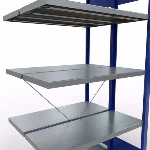 Figura n. 14 dell'articolo scaffale aggiuntivo, scaffale doppio, sistema di scaffali MULTIplus250, 2000 x 1000 x (2x400) mm (AxLxP), 2x5 ripiani, traversa, RAL 5010 blu genziana del gruppo di prodotti scaffali della marca Schulte Lagertechnik
