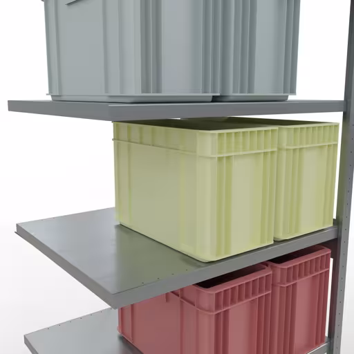Une autre vue de l'article Étagère rapportée, étagère système enfichable MULTIplus250, 2500 x 1000 x 800 mm, 6 étagères, galvanisée de la catégorie système enfichable