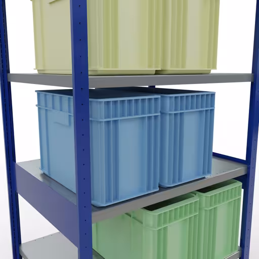 Figure n° 14 de l'article étagère de base, étagère, système enfichable MULTIplus250, 2500 x 1000 x 800 mm, 6 étagères, RAL 5010 bleu gentiane/galvanisé du groupe de produits système enfichable de Schulte Lagertechnik