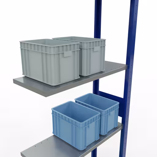 Image du produit n° 15 de l'article étagère supplémentaire, système enfichable MULTIplus150, 3000 x 750 x 300 mm, 7 étagères, RAL 5010 bleu gentiane/galvanisé/galvanisé de la gamme de produits du système enfichable de la marque Schulte Lagertechnik