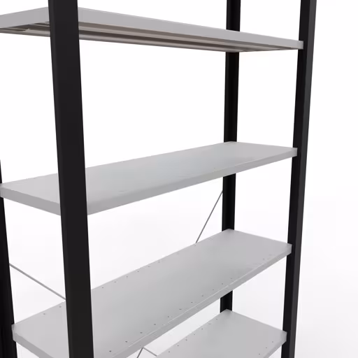 Figure n° 12 de l'article étagère de base, étagère de bureau, système enfichable MULTIplus85, 2300 x 1000 x 300 mm, 7 étagères, sans baguette de butée, noir/gris clair du groupe de produits étagères de bureau de la marque Schulte Lagertechnik