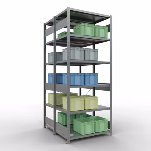Étagère de base, étagère double, système d'étagères MULTIplus250, 2500 x 1000 x (2x600) mm, 2x6 étagères, traverse, galvanisé de la marque Schulte Lagertechnik de la gamme d'étagères