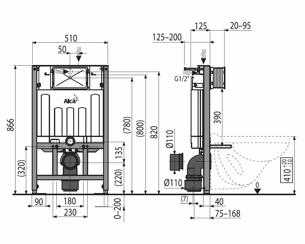 AM101 élément de montage pour toilettes | Réservoir à encastrer pour montage mural, hauteur d'installation 850 mm de la catégorie de matériel de montage en céramique sanitaire avec le GTIN 8595580549978 Elément de montage pour toilettes AlcaPlast AM101 | Réservoir à encastrer pour montage mural de la marque AlcaPlast de la catégorie matériel de montage en céramique sanitaire