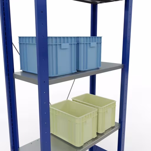 Scaffale base, scaffale, sistema a innesto MULTIplus150, 2000 x 750 x 300 mm (AxLxP), 5 ripiani, traversa, RAL 5010 blu genziana/zincato/zincato di Schulte Lagertechnik della categoria Sistema a innesto