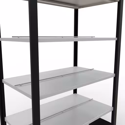 Produktbild Nr 11 des Artikels Grundregal, Büro-Fachbodenregal Stecksystem MULTIplus150, 2000 x 1000 x 600 mm (HxBxT), 6 Fachböden, Längenriegel, mit Mittelanschlag, schwarz/lichtgrau Abbildung Nr 11 des Artikels Grundregal, Büro-Fachbodenregal Stecksystem MULTIplus150, 2000 x 1000 x 600 mm (HxBxT), 6 Fachböden, Längenriegel, mit Mittelanschlag, schwarz/lichtgrau aus der Produktgruppe Büroregale von der Marke Schulte Lagertechnik