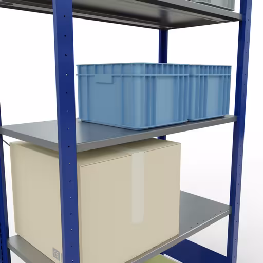 Image du produit n° 16 de l'article étagère de base, étagère, système enfichable MULTIplus85, 2000 x 1000 x 500 mm (HxLxP), 5 étagères, traverse, RAL 5010 bleu gentiane Figure n° 16 de l'article étagère de base, système d'étagères enfichables MULTIplus85, 2000 x 1000 x 500 mm, 5 étagères, traverse, RAL 5010 bleu gentiane du groupe de produits système enfichable de la marque Schulte Lagertechnik