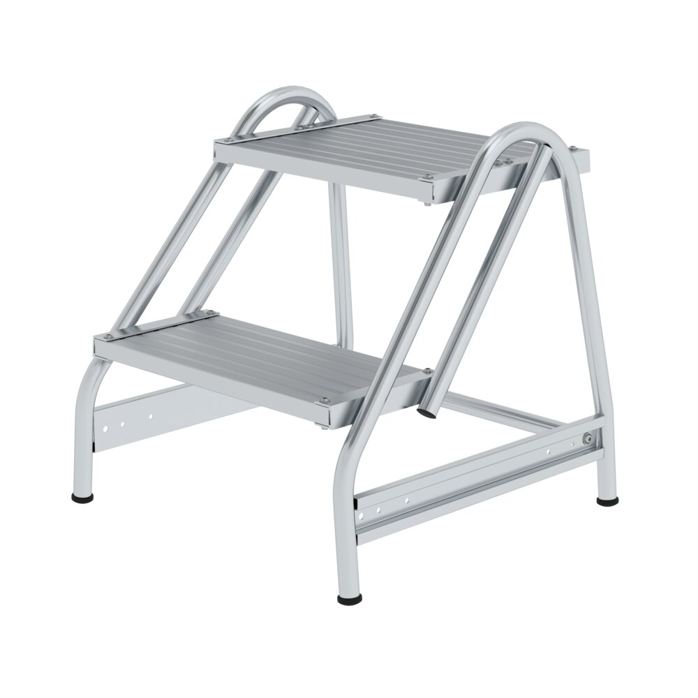 Plate-forme de travail Munk, accessible d'un côté, en aluminium nervuré, 2 marches, de Günzburger Steigtechnik Plateforme de travail Munk, accessible d'un seul côté, en aluminium nervuré, de la catégorie « Escalier-plateforme », référence 050050