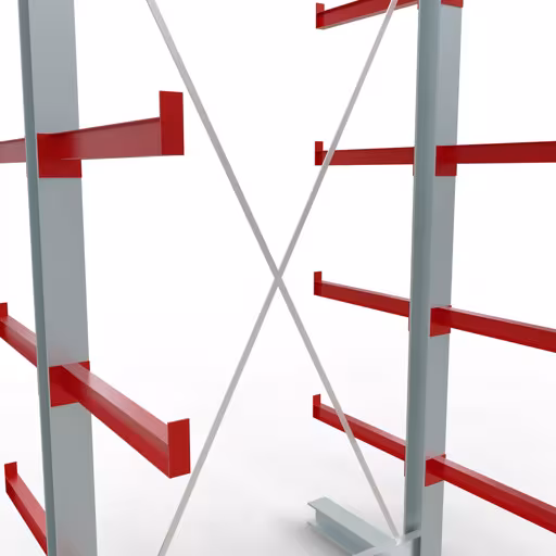Scaffale completo K 3000, bifacciale, 2500 x 1300 x 600 mm, RAL 7001 / RAL 3000, 5 livelli di stoccaggio della marca Schulte Lagertechnik dal programma di scaffalature cantilever