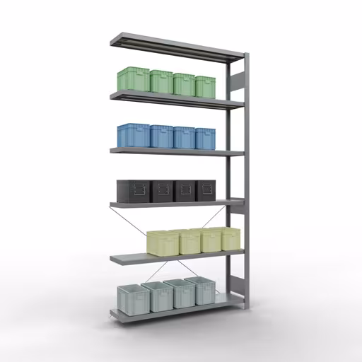 Produktbild Nr 13 des Artikels Stecksystem Anbauregal 2500x1300x300 mm, Typ 250 kg, verzinkt Abbildung Nr 13 des Artikels Stecksystem Anbauregal 2500x1300x300 mm, Typ 250 kg, verzinkt aus der Produktgruppe Stecksystem von der Marke Schulte Lagertechnik